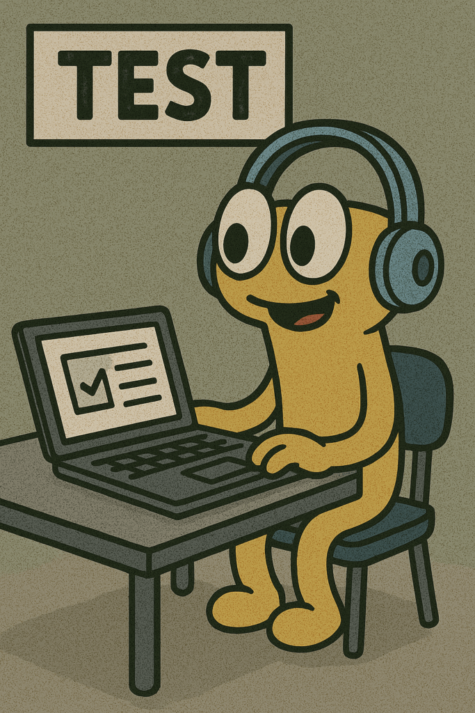 SchoolPHONES® headphones for educational testing and media applications, demonstrating clear audio quality.